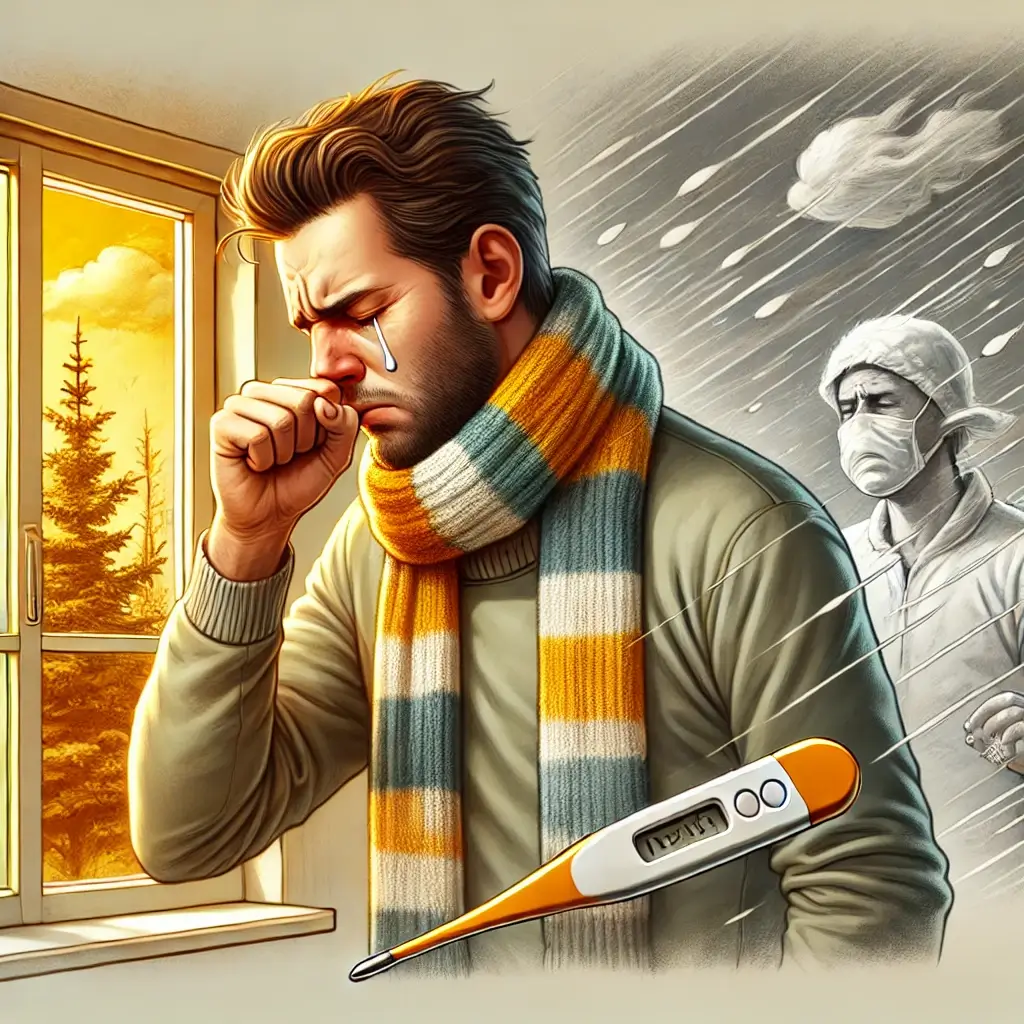 환절기-감기에-걸린-남성