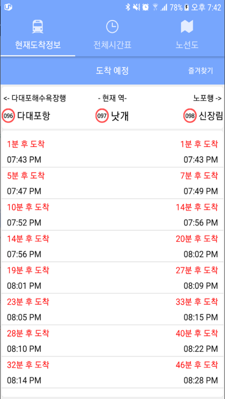 부산 지하철 노선도 보기, 부산 지하철 시간표 조회, 도착 정보