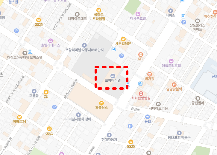 포항시외버스터미널 위치-지도