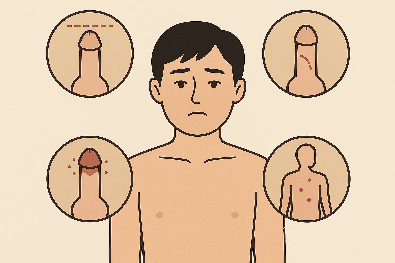 포경 수술 후 발생 가능한 부작용, 과도 절제, 흉터, 염증, 전신질환