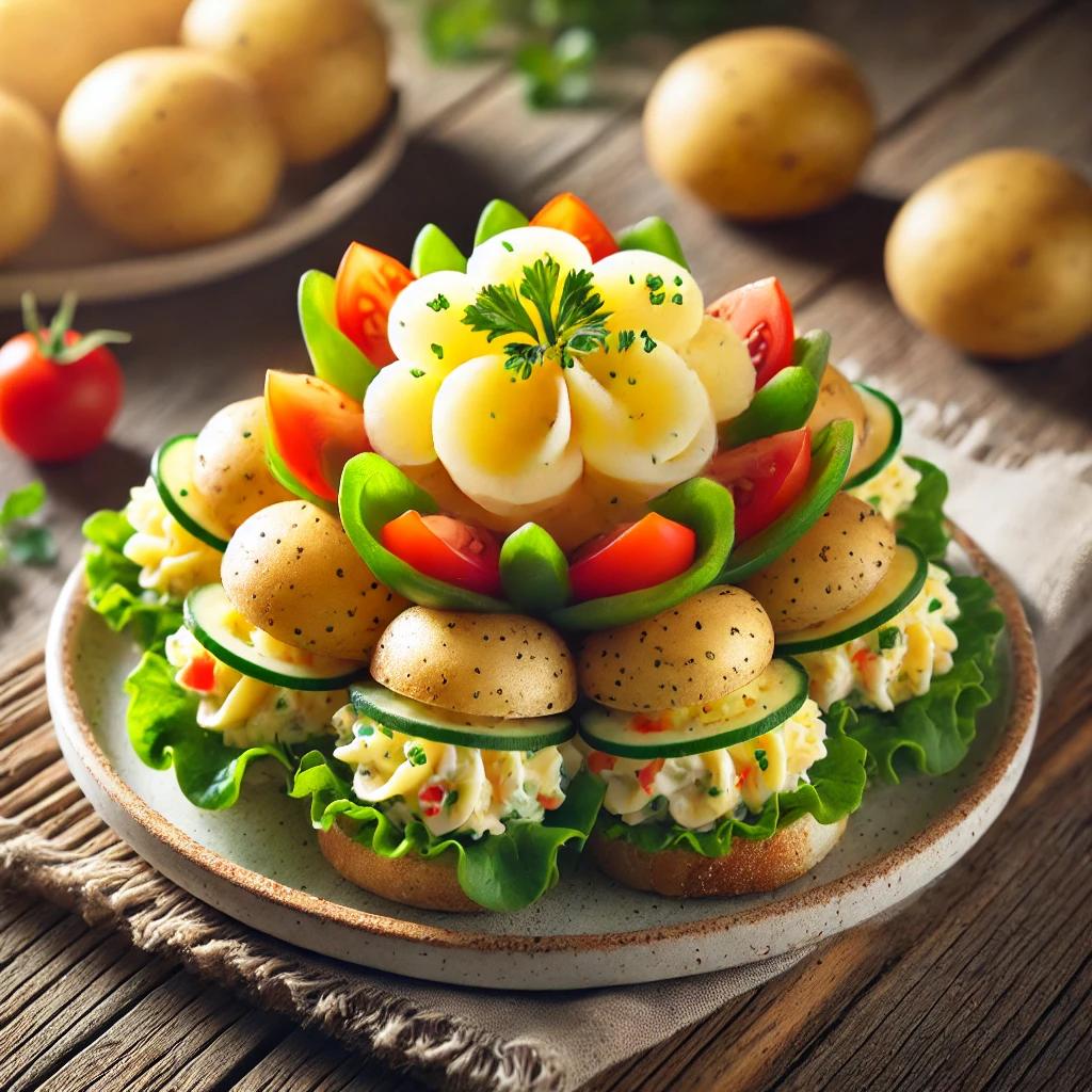 제철 감자로 만든 핑거푸드-감자샐러드 꽃다발 샌드위치