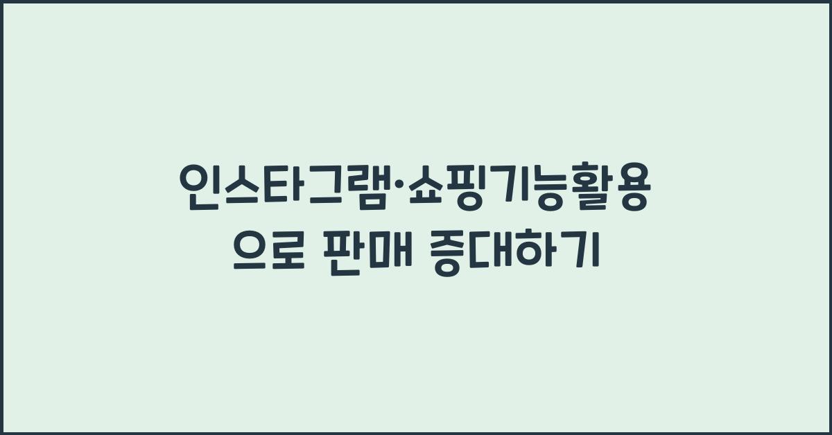 인스타그램·쇼핑기능활용