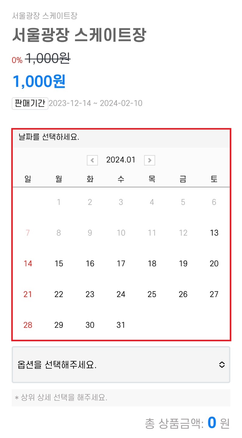 서울광장 스케이트장 예약