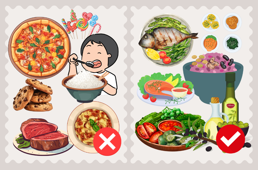 저속노화를 위한 식단 원칙 예시 이미지