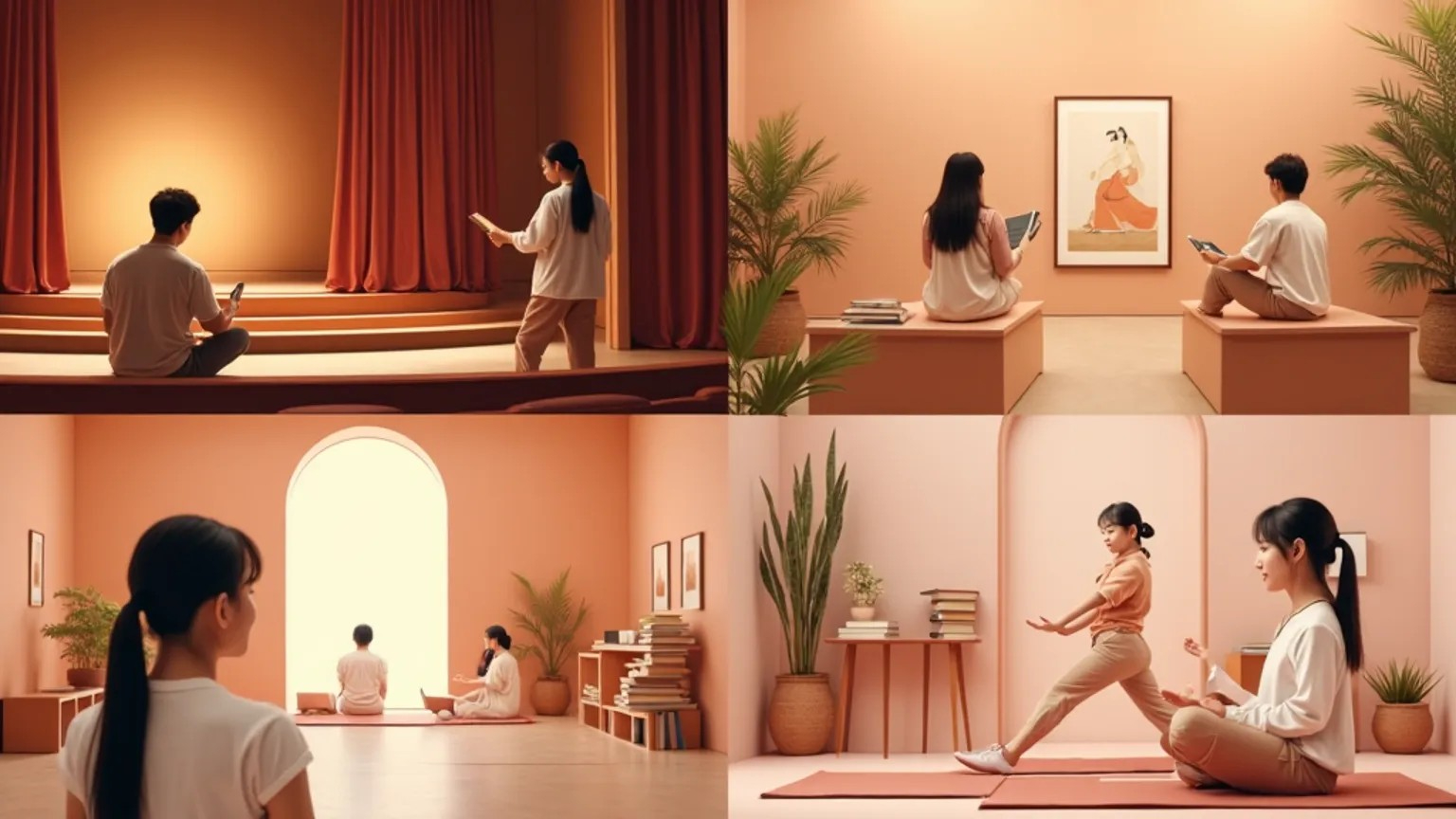 다양한 문화생활 활동을 즐기는 사람들의 모습