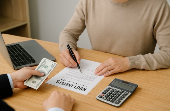 장학금 대출을 신청하는 대학생