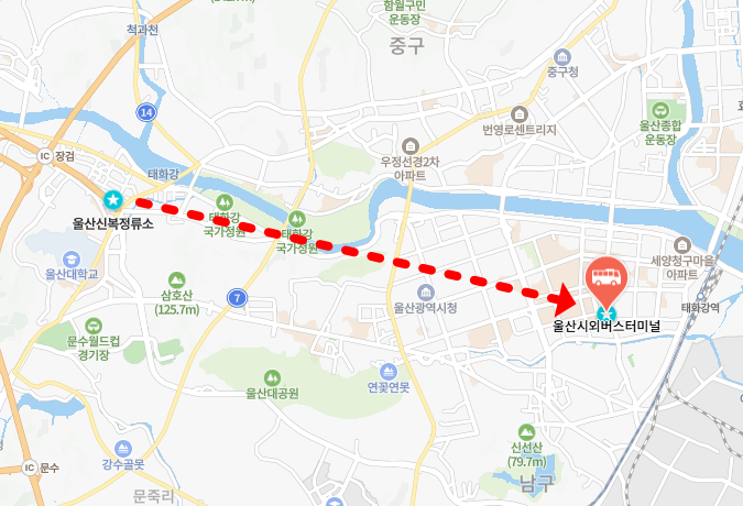울산버스터미널 위치 지도