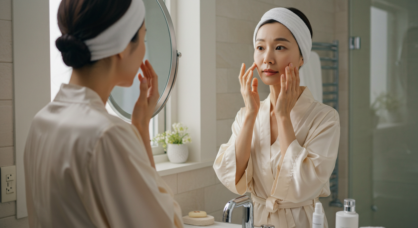 노화 피부관리 하는 여성