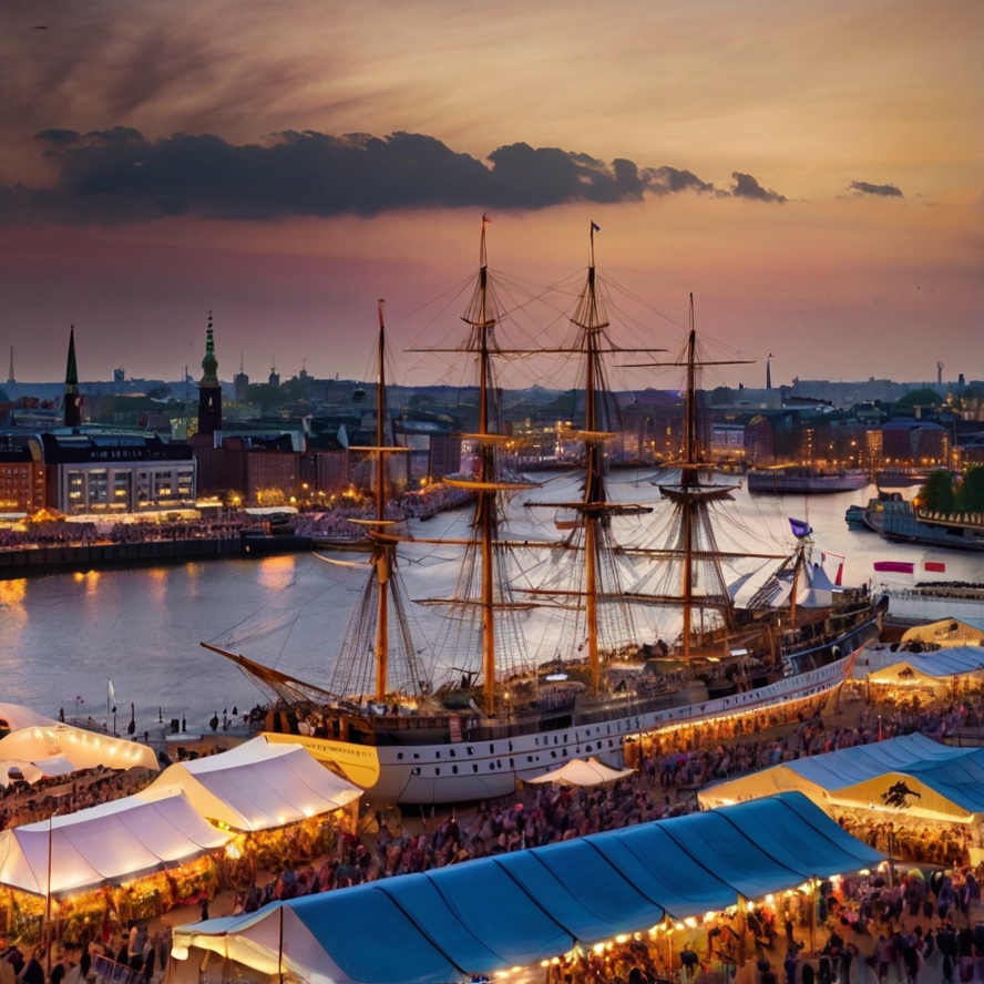 함부르크 항구 탄생일 축제를 묘사한 이미지