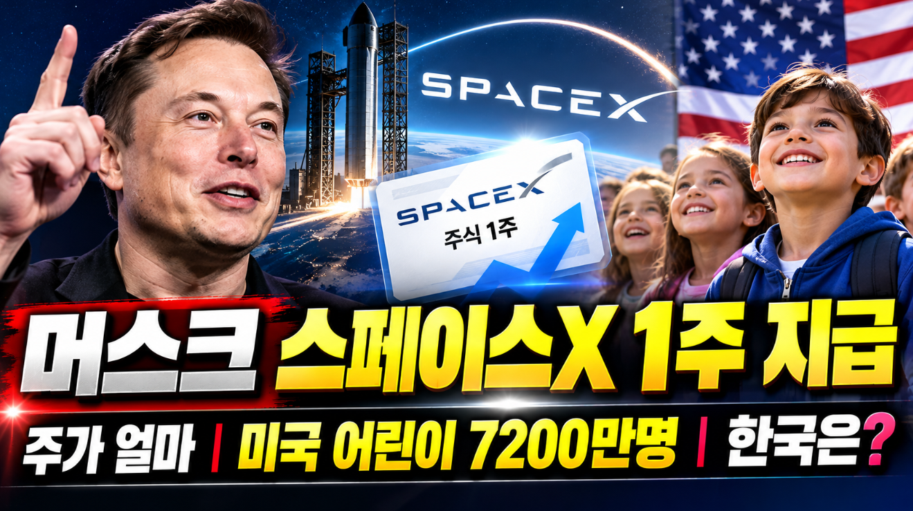 머스크 스페이스X 1주 지급 이유|주가 얼마·미국 어린이 7200만명