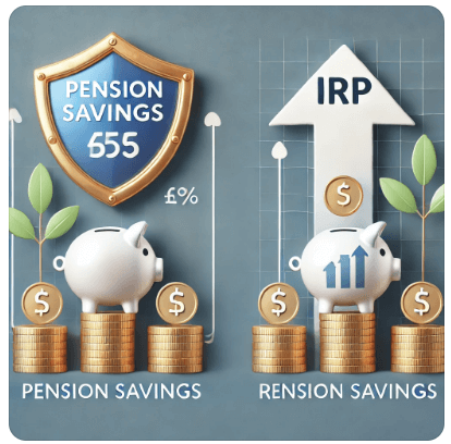 연금저축과 IRP 결합을 통한 재정 전략 - 저축과 성장의 균형을 상징하는 이미지
