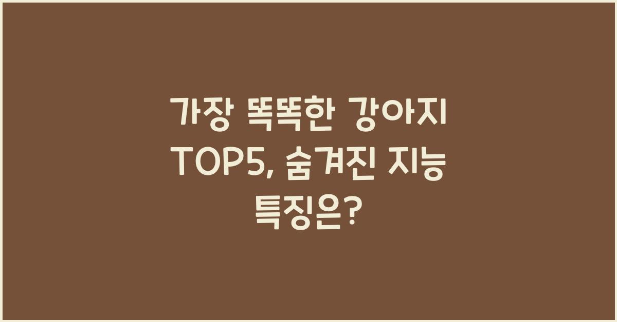 가장 똑똑한 강아지 TOP5, 지능 순위와 특징 분석