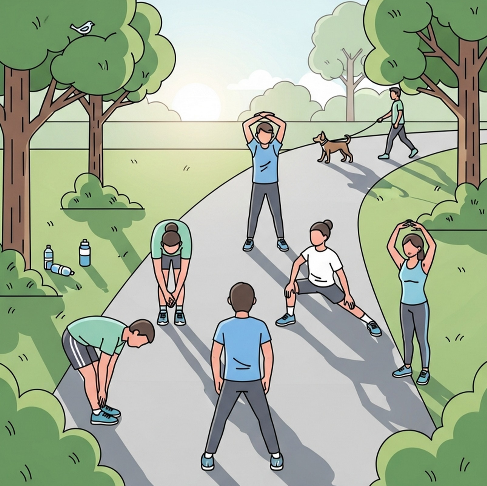 조깅 전 스트레칭 준비