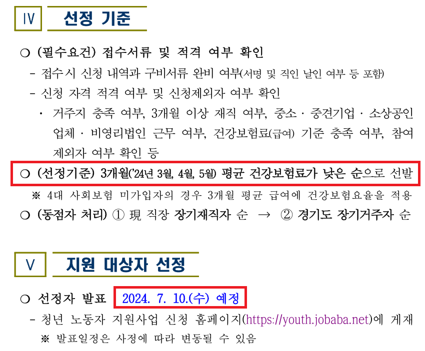 청년복지포인트 선정기준과 지원 대상자
