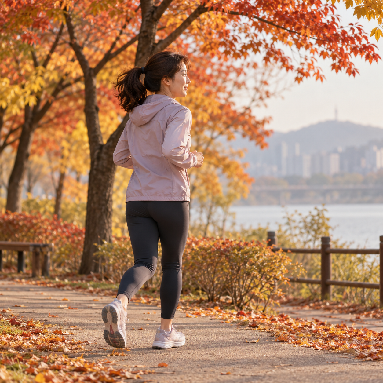 가을 저녁 러닝 바람막이 복장 본문 이미지