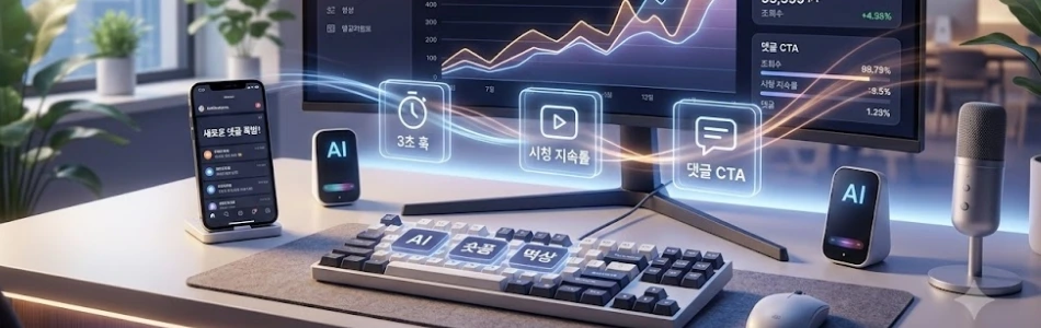 AI 숏폼 조회수 및 시청 지속률 상승 알고리즘 핵심 노하우 그래픽