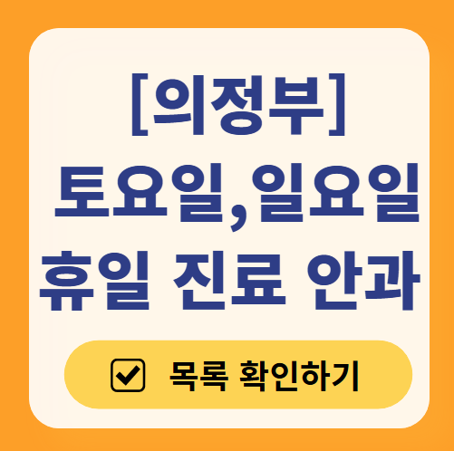 의정부 일요일 문 여는 안과 목록 ❘ 토요일, 주말, 공휴일 진료 영업 병원 찾기