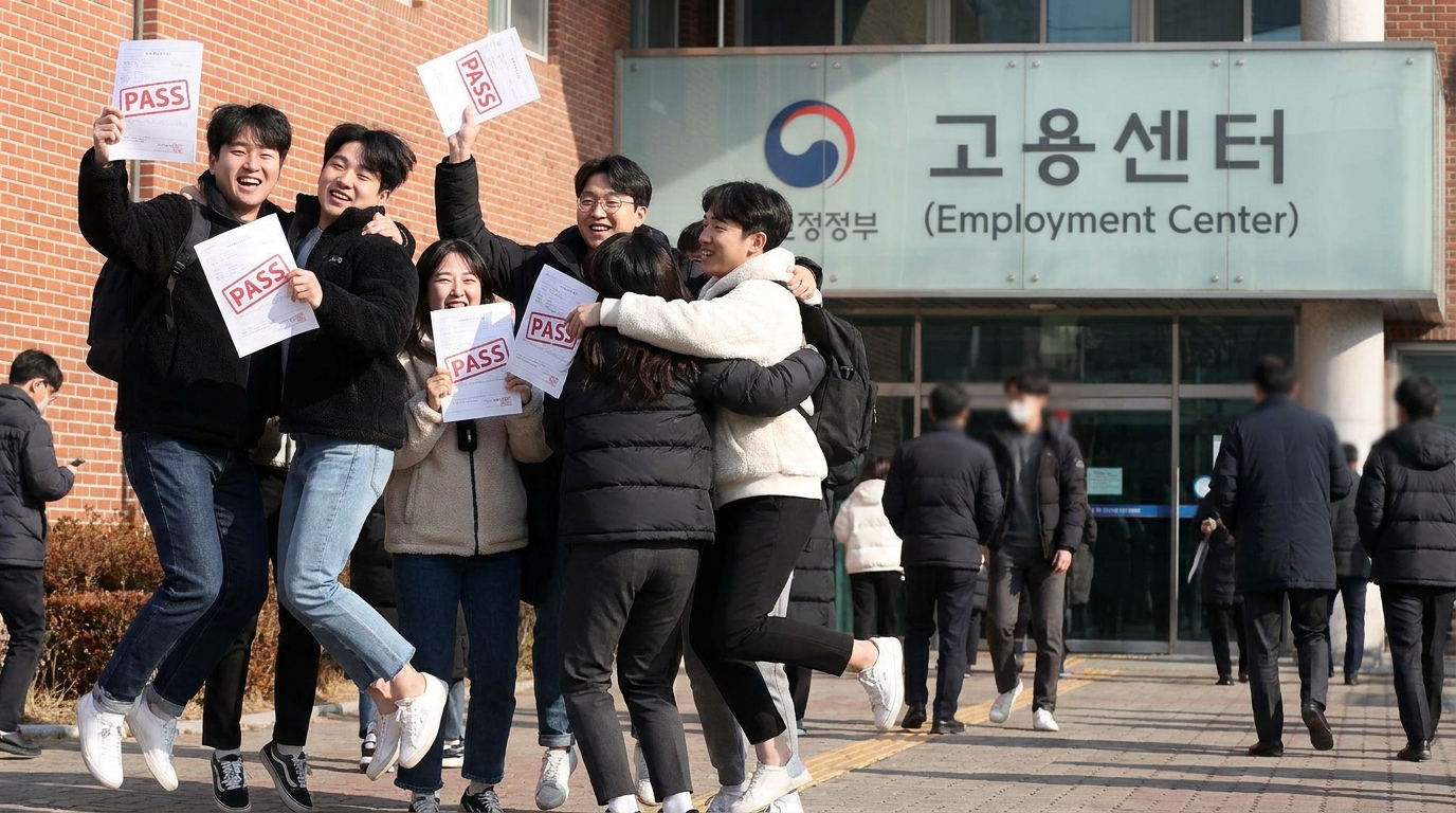국민내일배움카드 발급 자격 요건을 통과하여 기뻐하는 모습