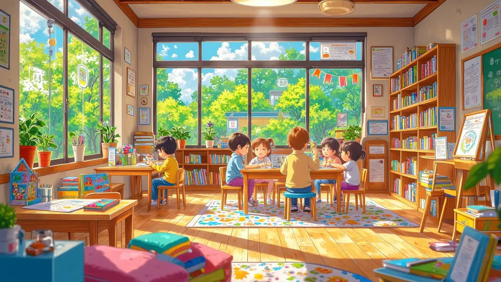 교실에서 공부하는 아이들