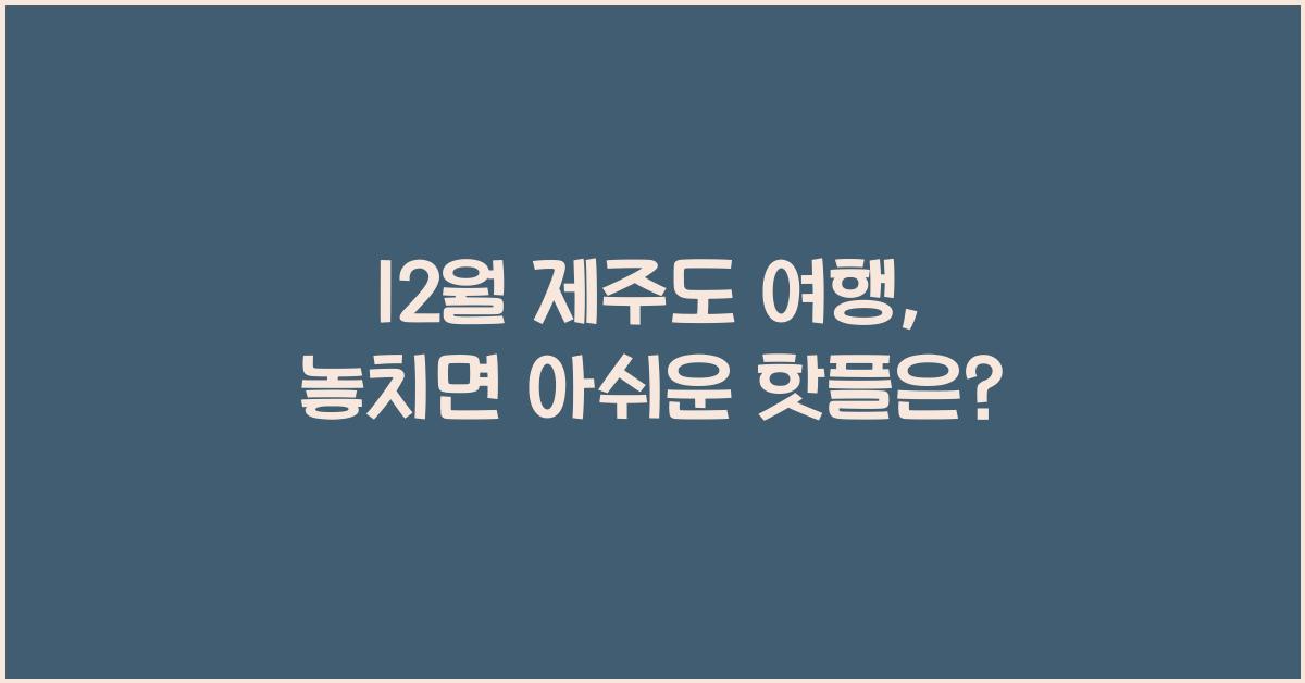 12월 제주도 여행