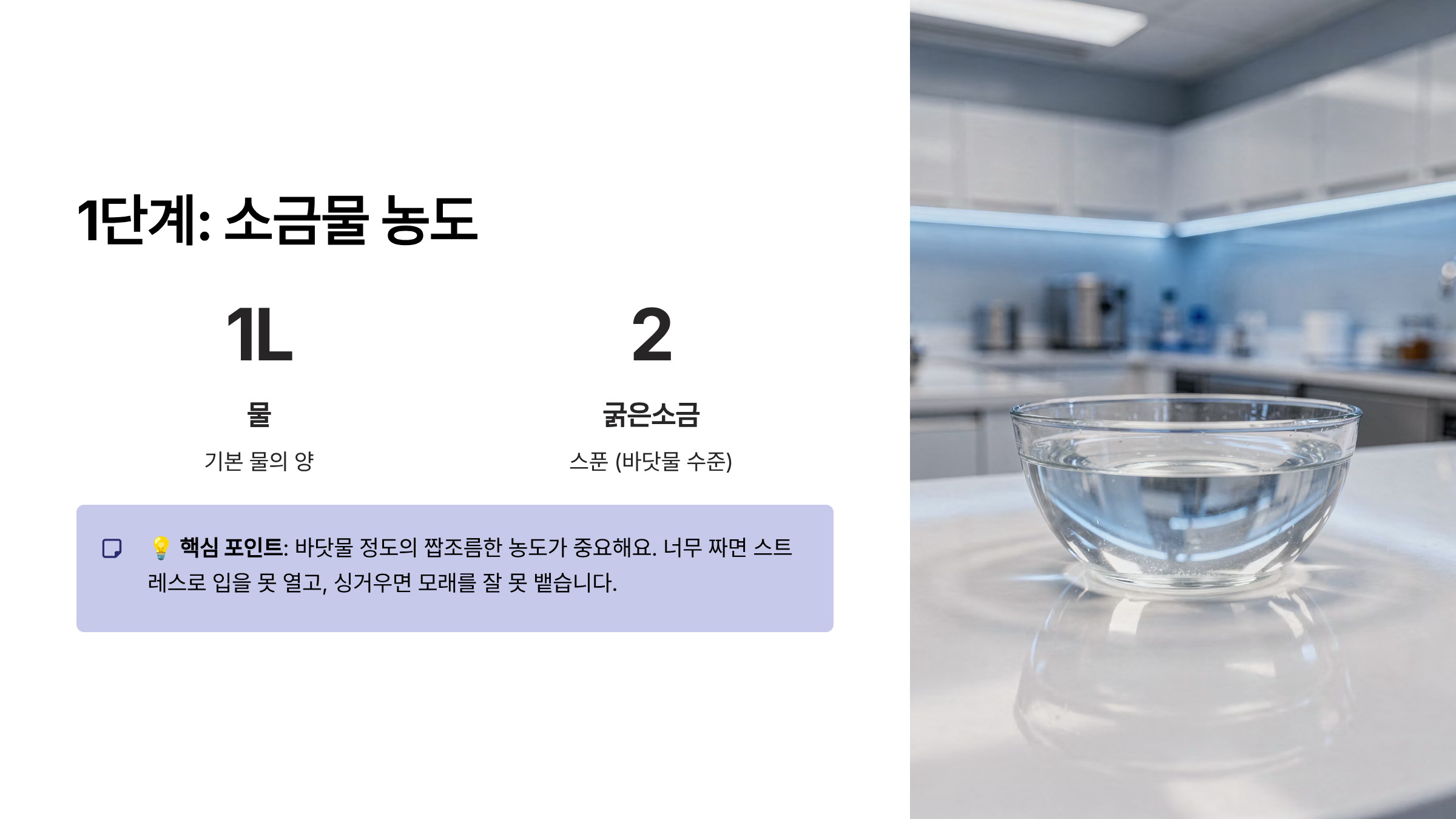꼬막 해감 소금물 농도 맞추기