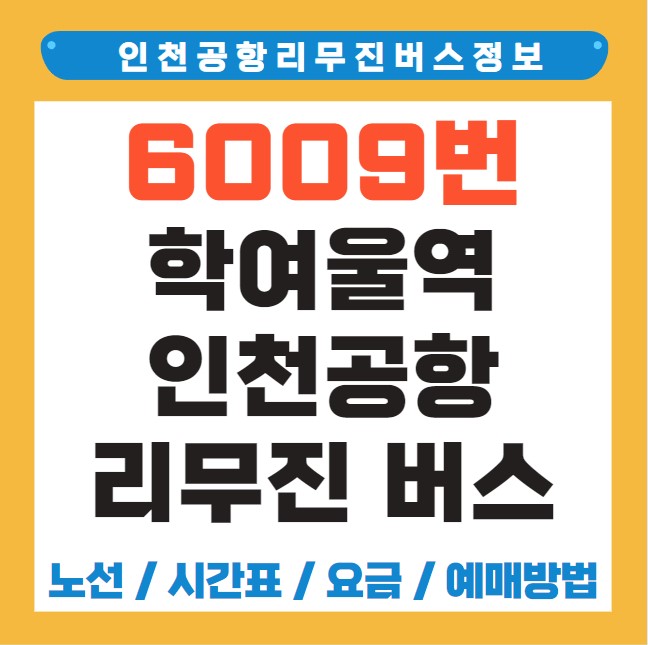학여울역 인천공항 리무진 버스 노선 시간표 요금 예약 방법 6009번