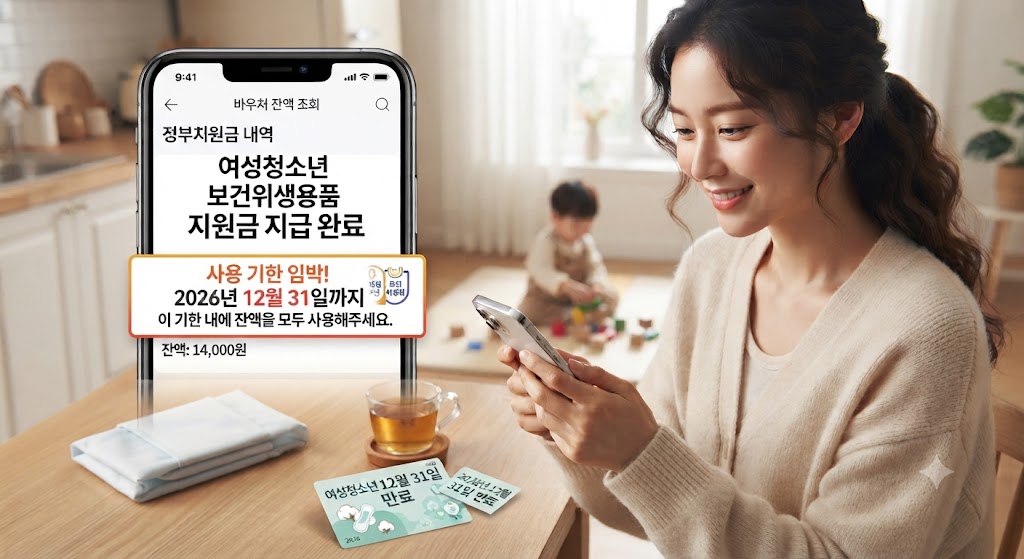 지원금 지급받고 2026년 12월 31일까지 사용안내 받는 모습