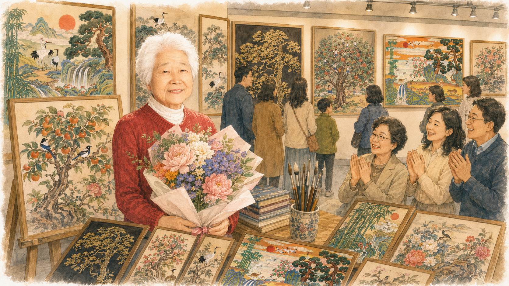 인간극장 이군자 개인전 100여 점 그림 한국화 이야기