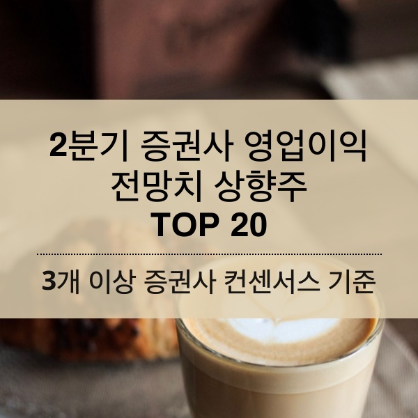 2분기 증권사 영업이익 전망치 상향주 TOP 20