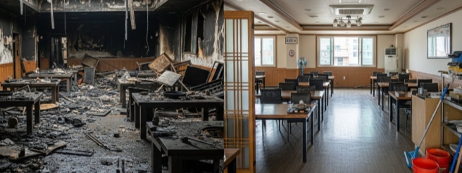 군위 화재청소 전후