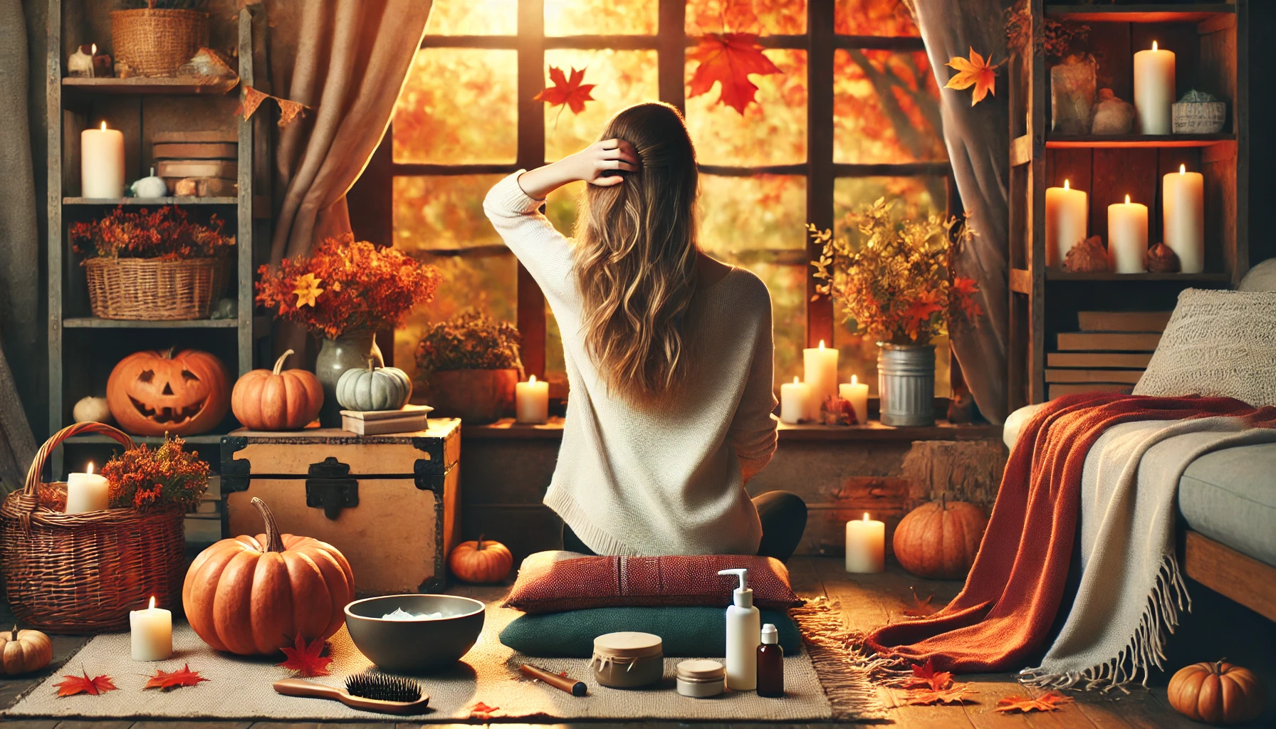 뒤로-앉아-긴머리를-쓰다듬고있는-여자