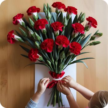 카네이션 꽃다발 만들기 아이와 함께 만들어 