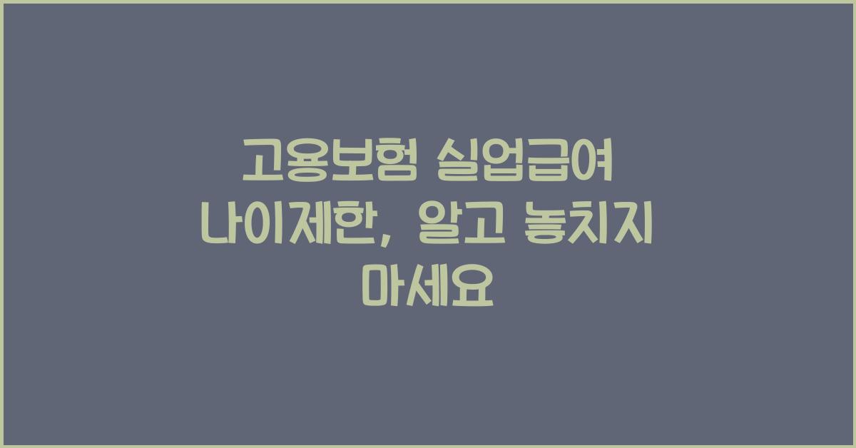 고용보험 실업급여 나이제한