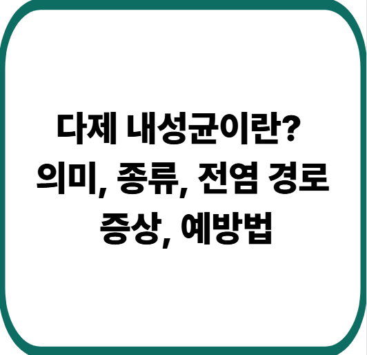 다제 내성균이란? 의미, 종류, 전염 경로, 증상, 예방법