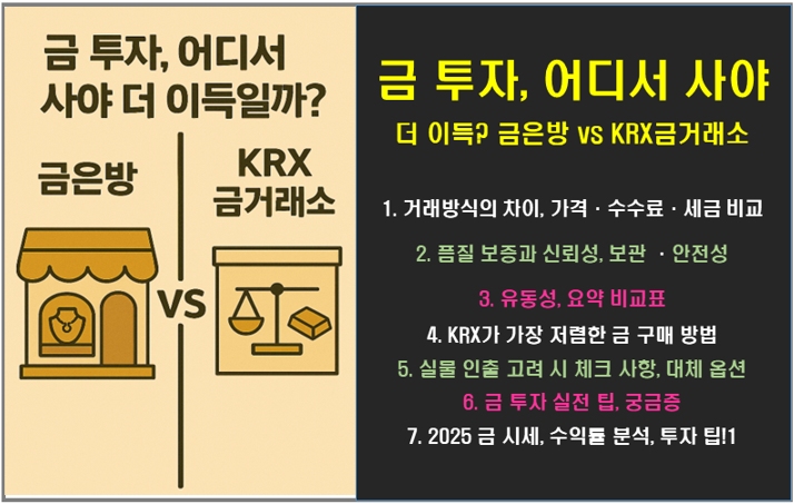 금 투자, 어디서 사야 더 이득일까? 금은방 vs KRX금거래소 차이점