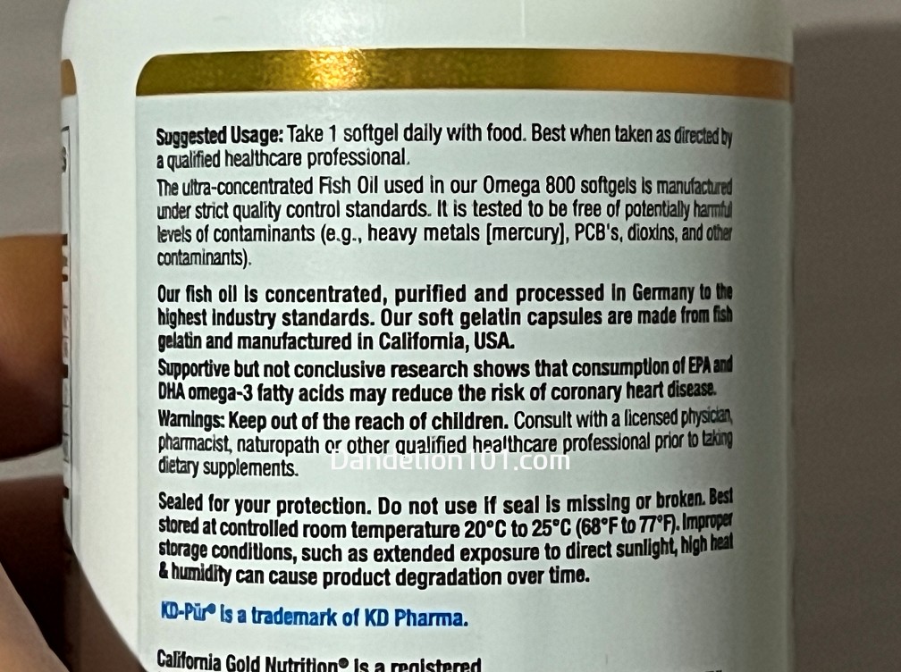 캘리포니아 골드 뉴트리션 오메가 800 California Gold Nutrition Omega 800 사용설명