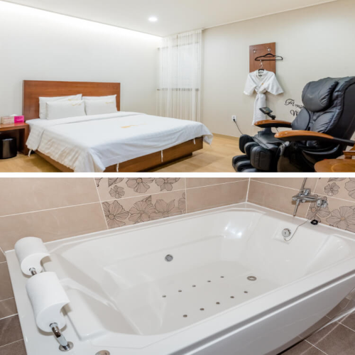 힐사이드 온천텔 패밀리룸 침실&amp;#44; 스파욕조