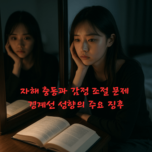 경계선성향, 자해충동, 감정조절장애, 심리학정보, 경계선성격장애, 충동조절문제, 감정기복, 심리상담, 자가진단, 감정심리학