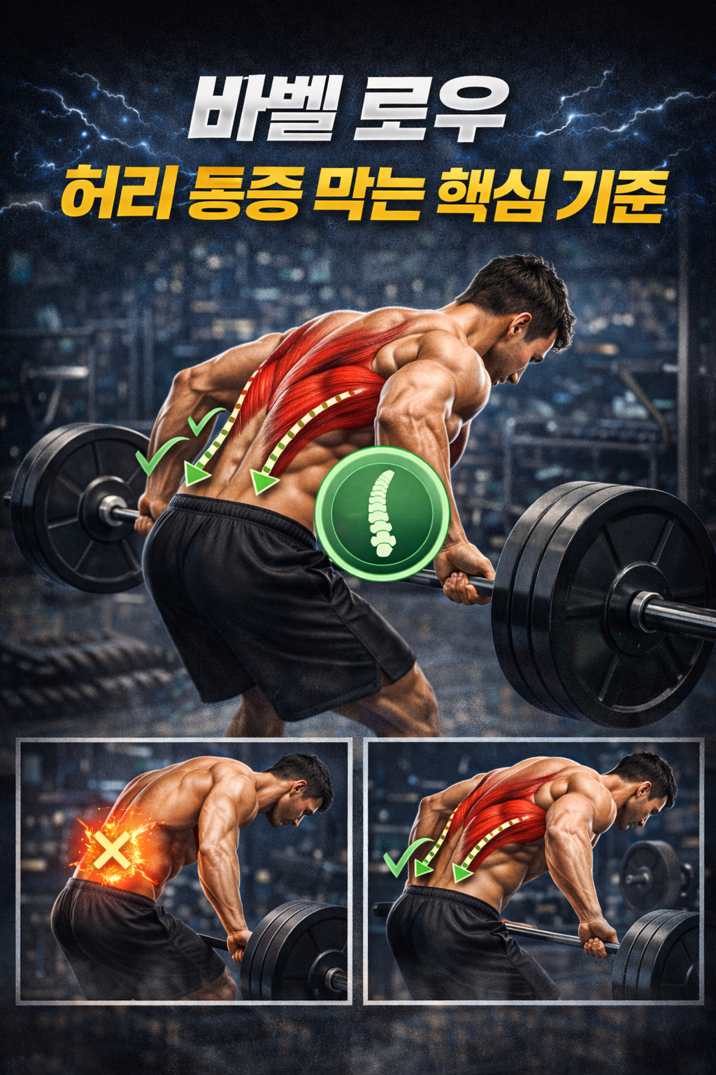 바벨 로우에서 허리 통증 막는 핵심 기준