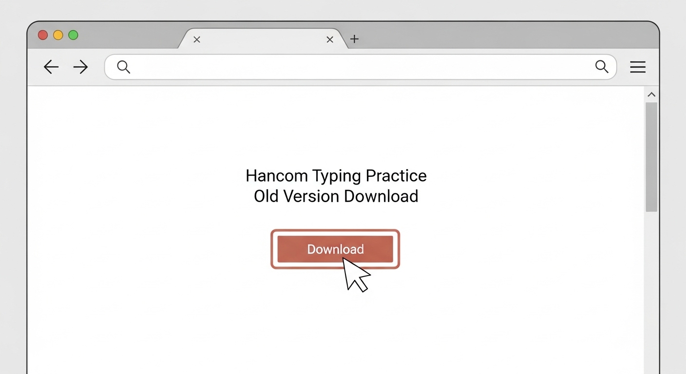 한컴 타자 연습 구버전 다운로드 웹페이지 화면, 다운로드 버튼이 강조되어 있는 모습