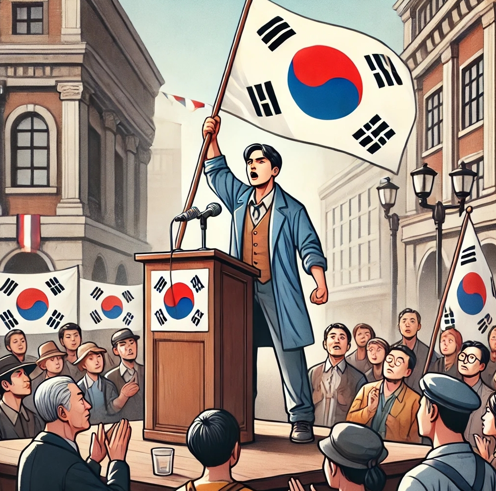 독립운동가의 발표하는 모습