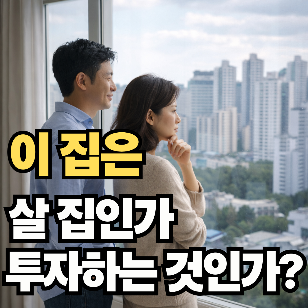 고층 아파트에서 주위를 둘러보는 부부