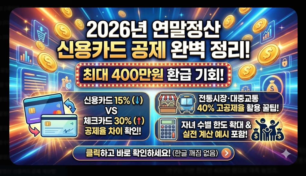 2026 연말정산 신용카드공제 계산법 완벽가이드