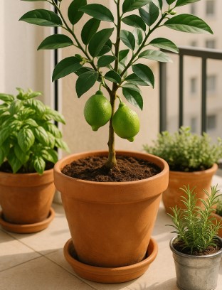 레몬 나무 화분 사진