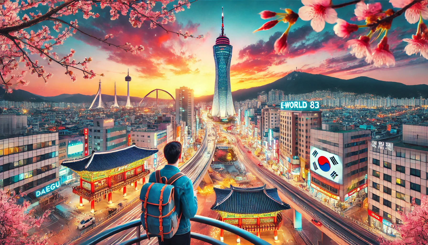 대구 시내를 여행하고 있는 사진