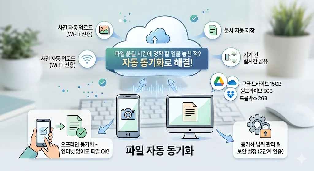PC·스마트폰 파일 동기화 (클라우드, 자동업로드, 오프라인)
