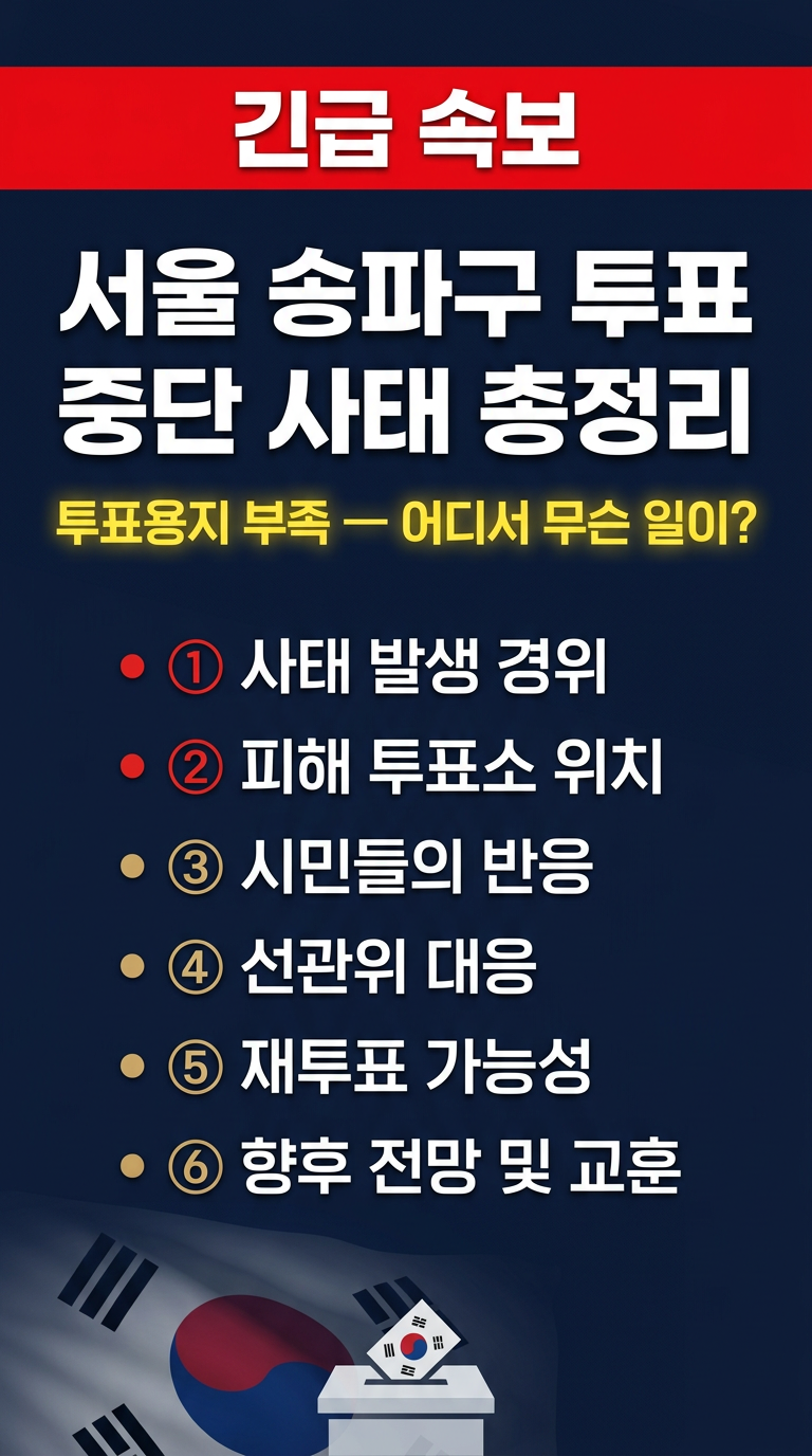서울 송파구 투표 중단, 투표 용지부족 투표소, 지역 어디? 재투표 가능성, 절차, 반응, 책임 및 향후 전망
