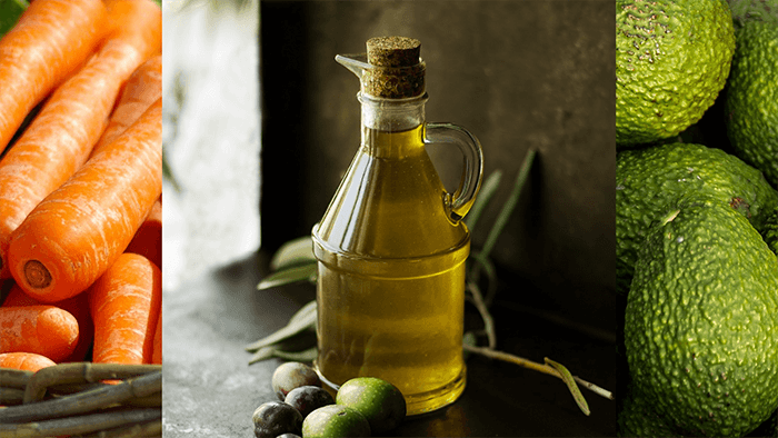 당근 올리브유 아보카도의 사진