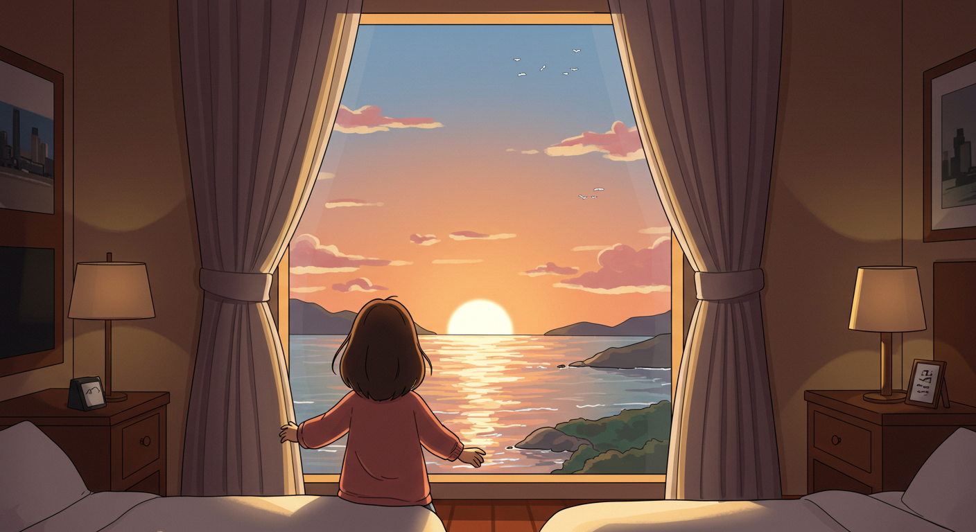 오션뷰 호텔 객실에서 바라본 해운대 일출