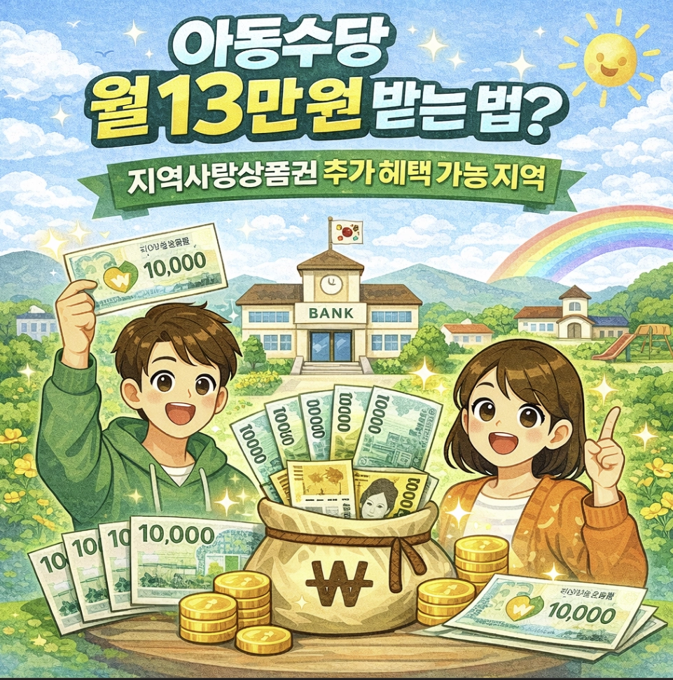 아동수당 월 13만 원 받는 법_지역사랑상품권 추가 혜택 가능 지역